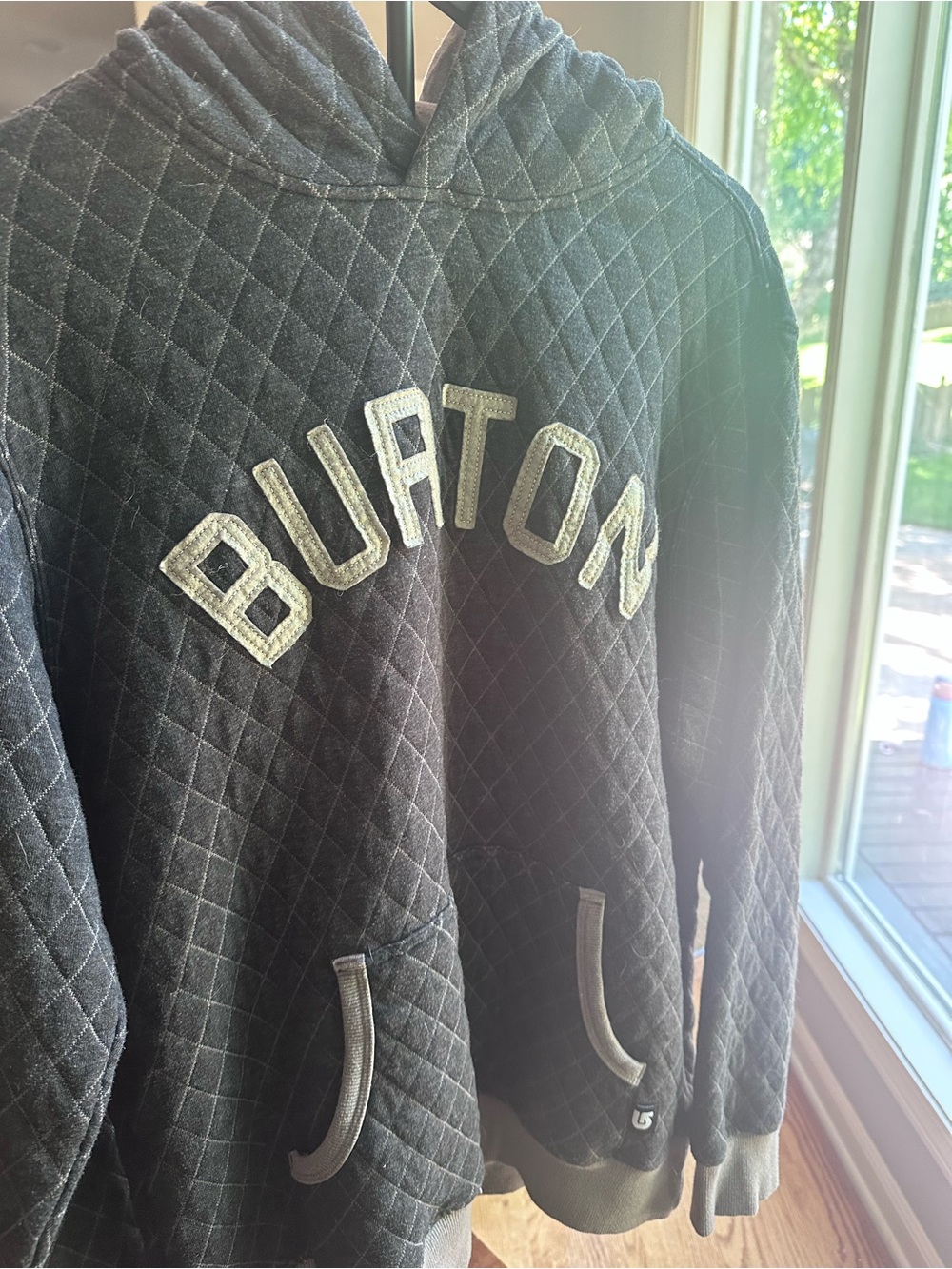 Burton Quilted Hoodie Mens Large Gray Snowboard Y2K Skater Pullover
